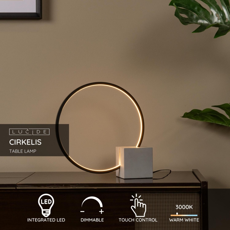 Lucide CIRKELIS - Stolná lampa - LED Dim. - 1x6W 3000K - Čierna